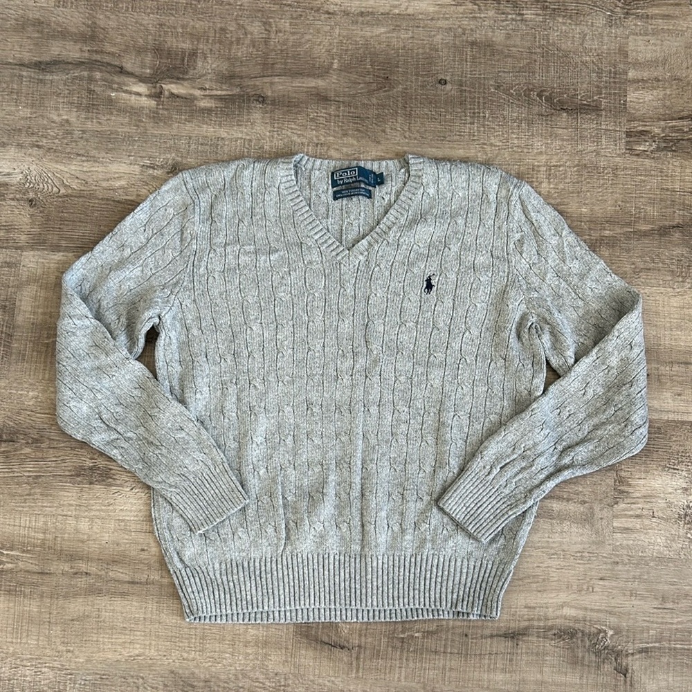 Polo by Ralph Lauren Gray V-Neck Sweater